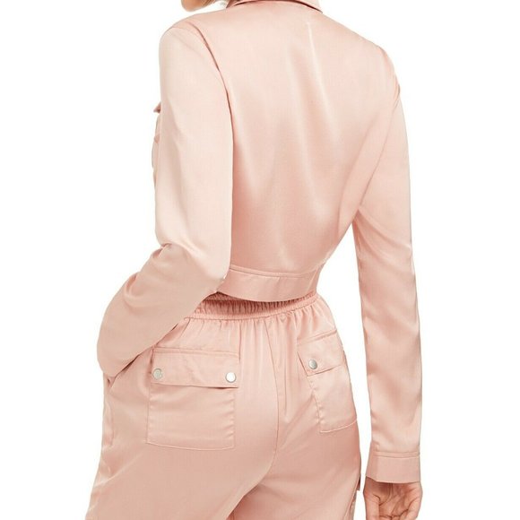 MaterialGirl Cropped Jacket pink Satin Jacket - Picture 3 of 7